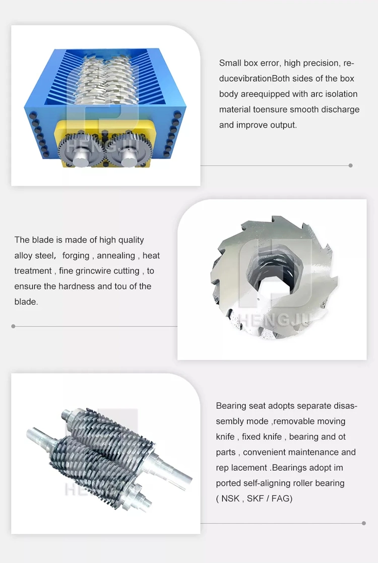 Steel Scrap Recycling Machines Double Shaft Shredder Waste Tire Plastic Shredder Machine